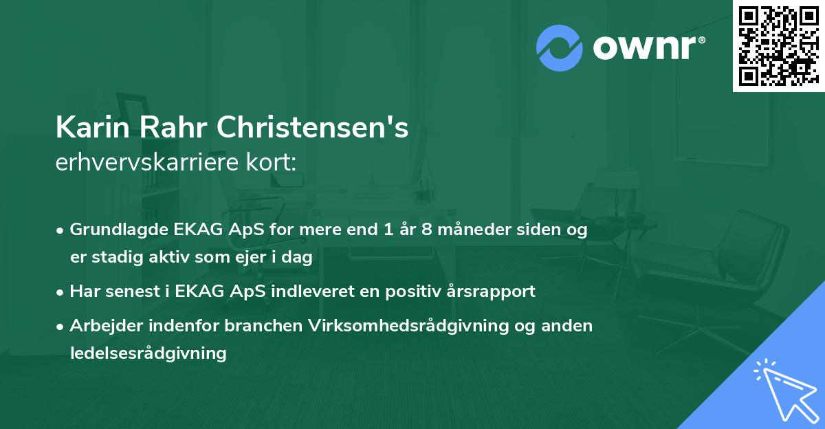 Karin Rahr Christensen's erhvervskarriere kort