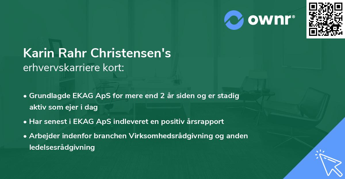 Karin Rahr Christensen's erhvervskarriere kort
