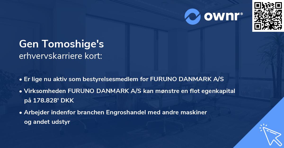 Gen Tomoshige's erhvervskarriere kort
