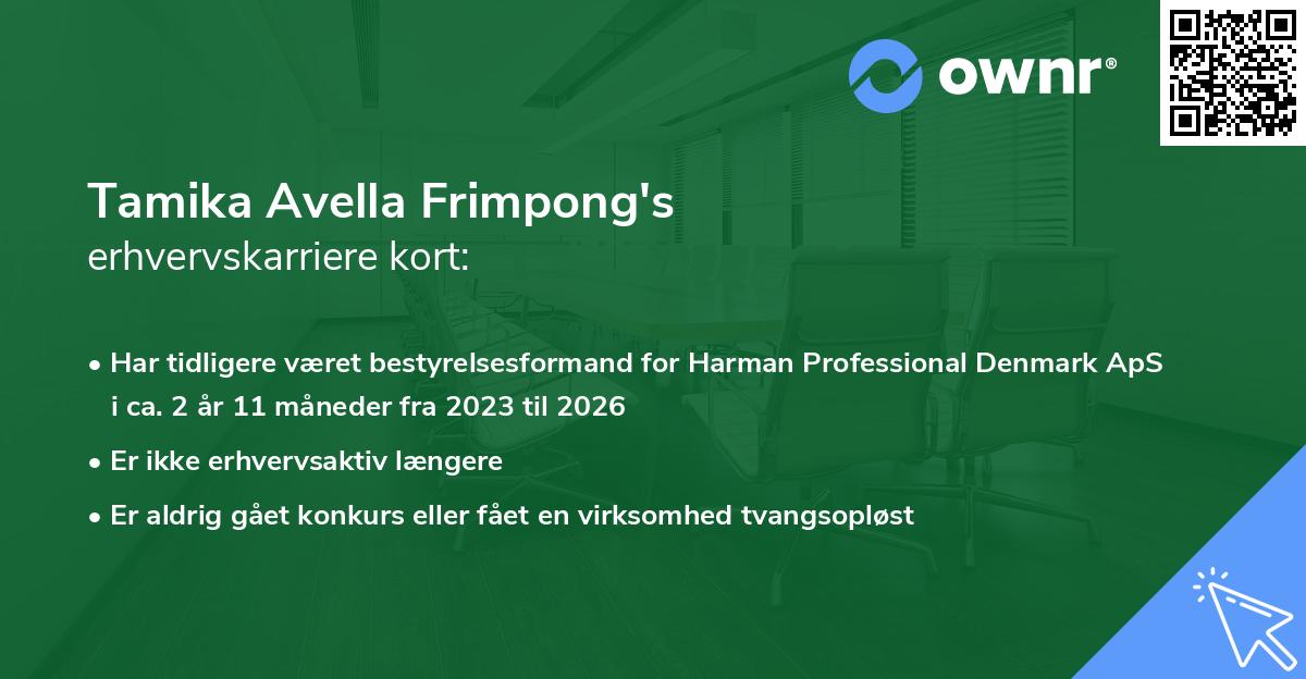 Tamika Avella Frimpong's erhvervskarriere kort