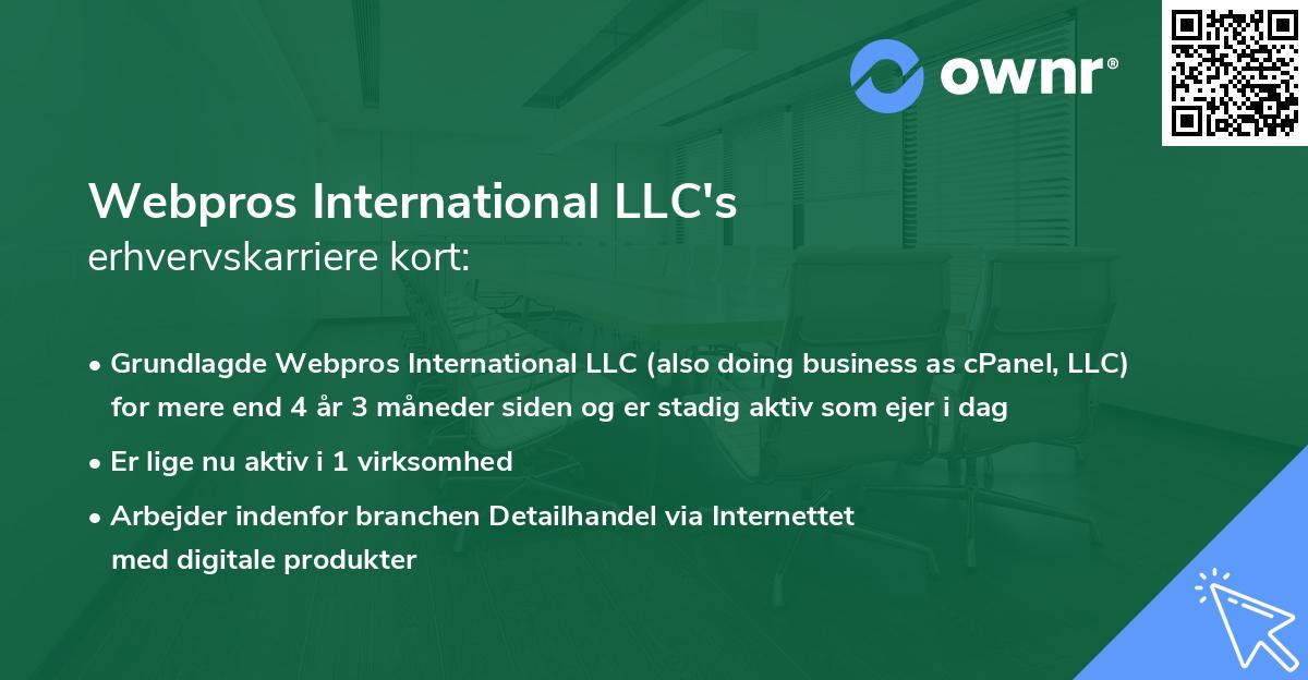 Webpros International LLC's erhvervskarriere kort