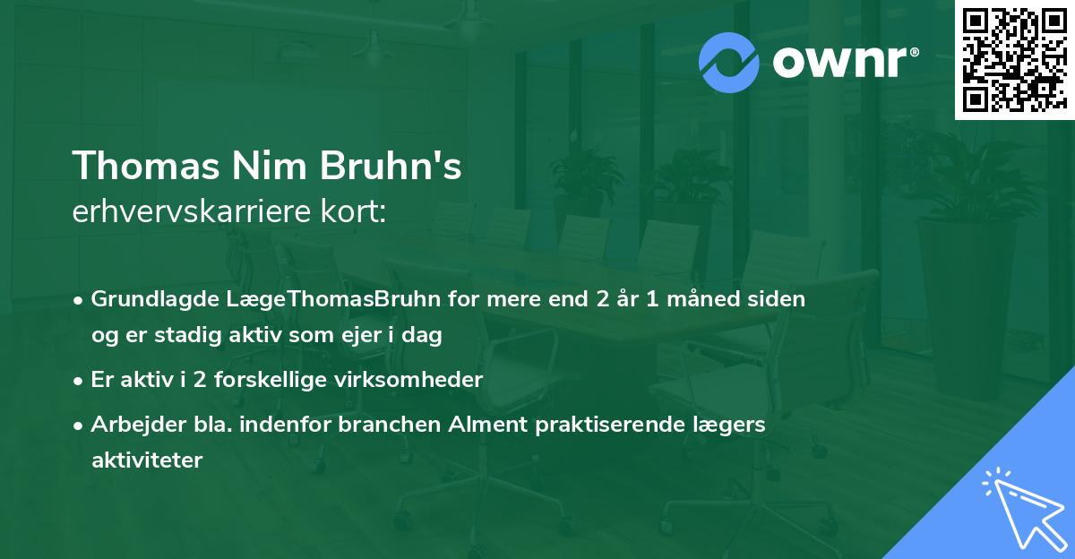 Thomas Nim Bruhn's erhvervskarriere kort