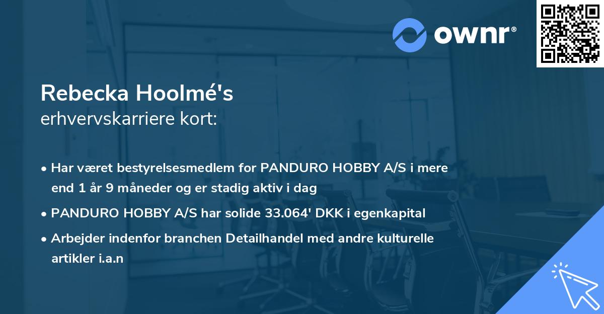 Rebecka Hoolmé's erhvervskarriere kort