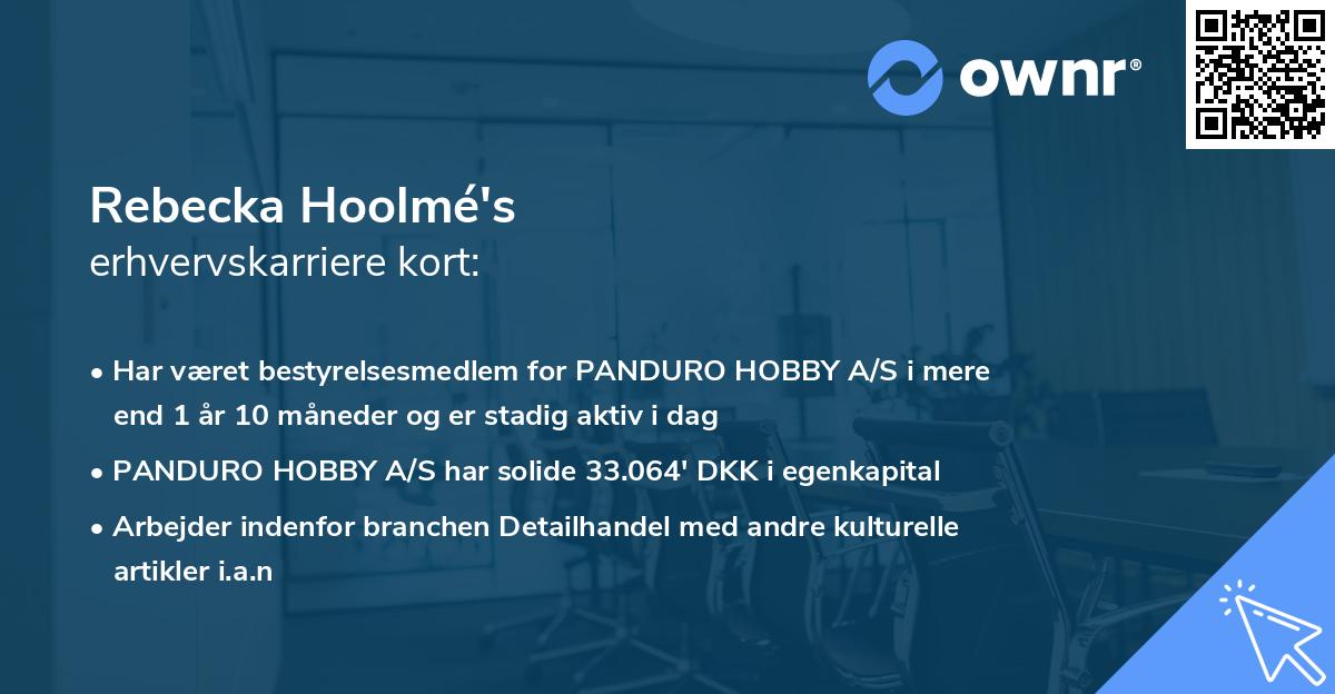 Rebecka Hoolmé's erhvervskarriere kort