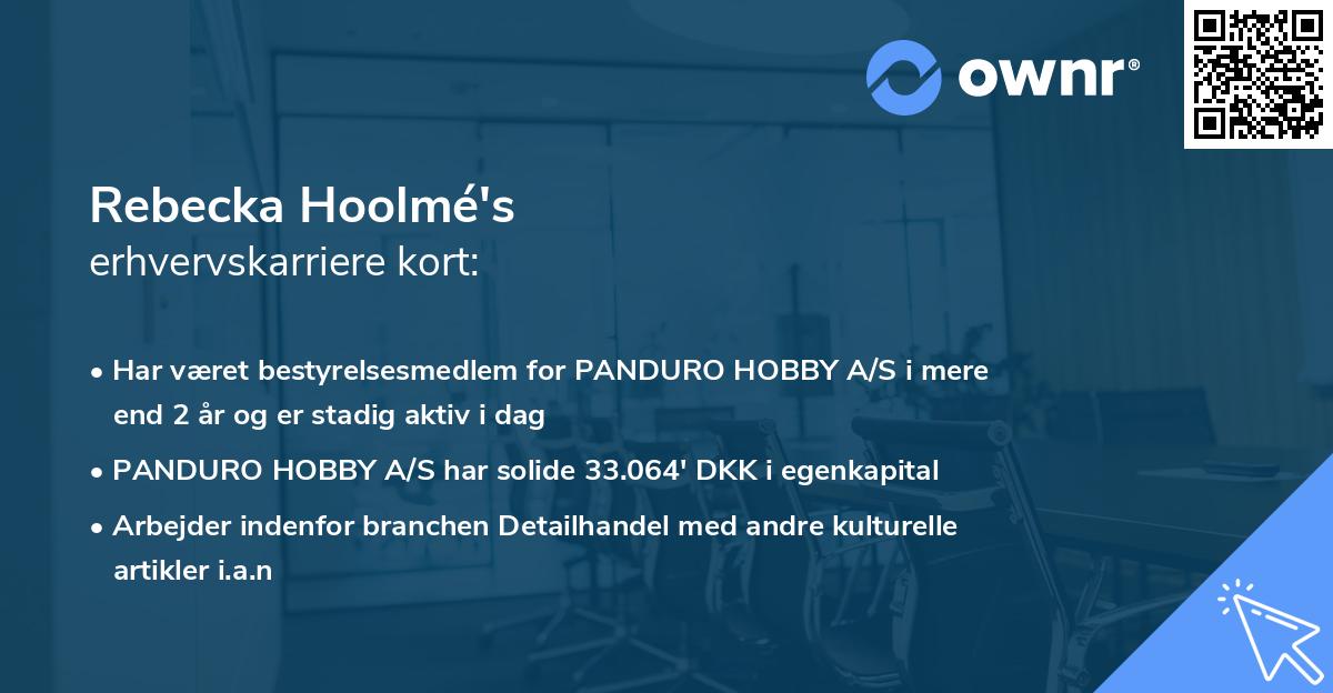 Rebecka Hoolmé's erhvervskarriere kort