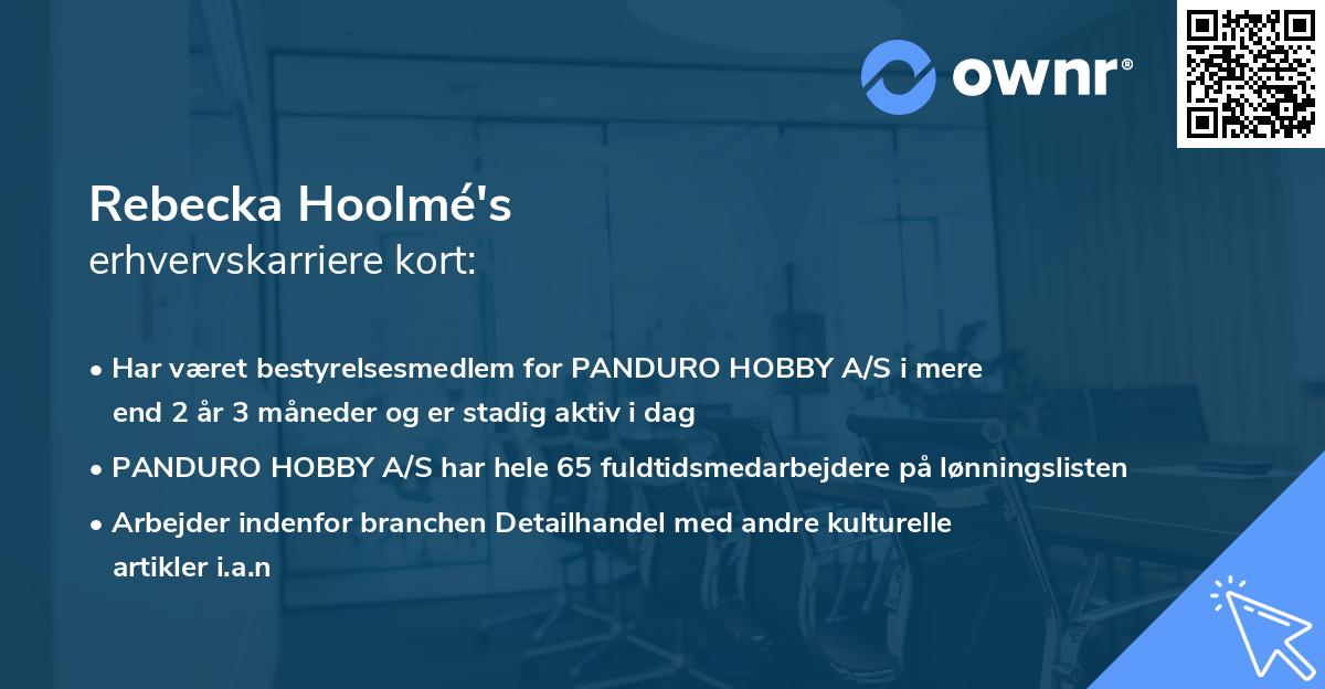 Rebecka Hoolmé's erhvervskarriere kort