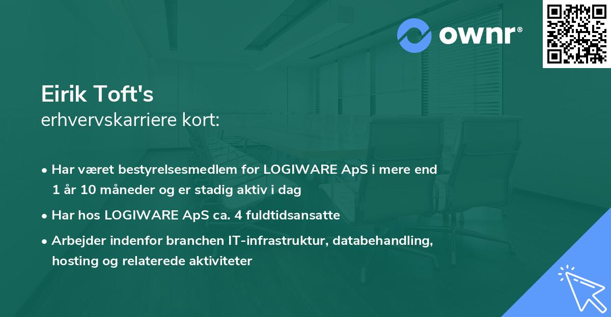 Eirik Toft's erhvervskarriere kort