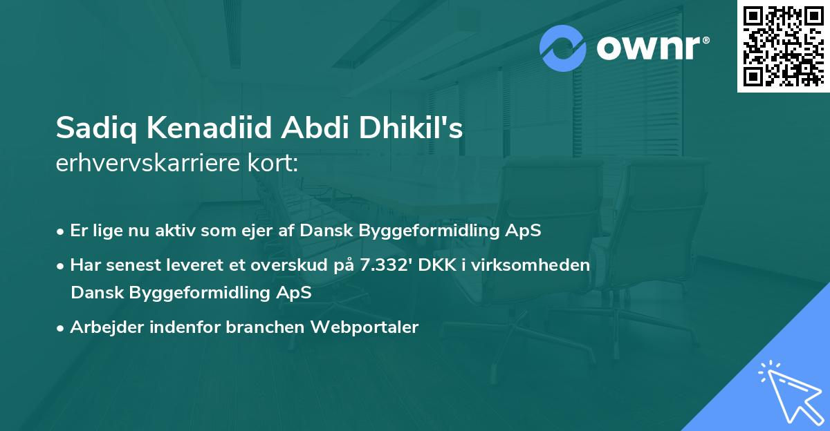 Sadiq Kenadiid Abdi Dhikil's erhvervskarriere kort