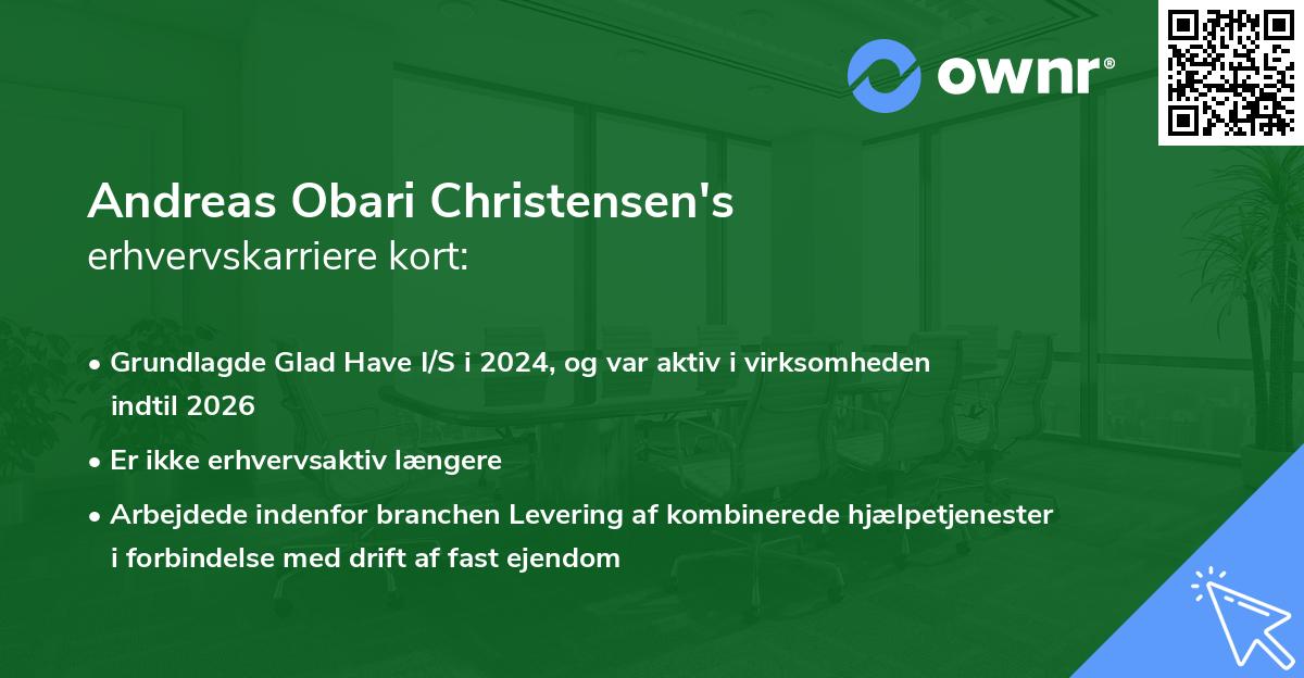 Andreas Obari Christensen's erhvervskarriere kort