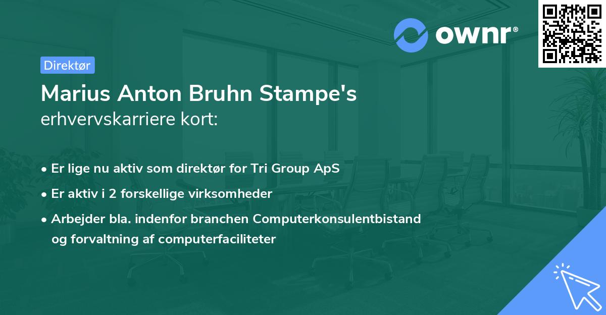 Marius Anton Bruhn Stampe's erhvervskarriere kort