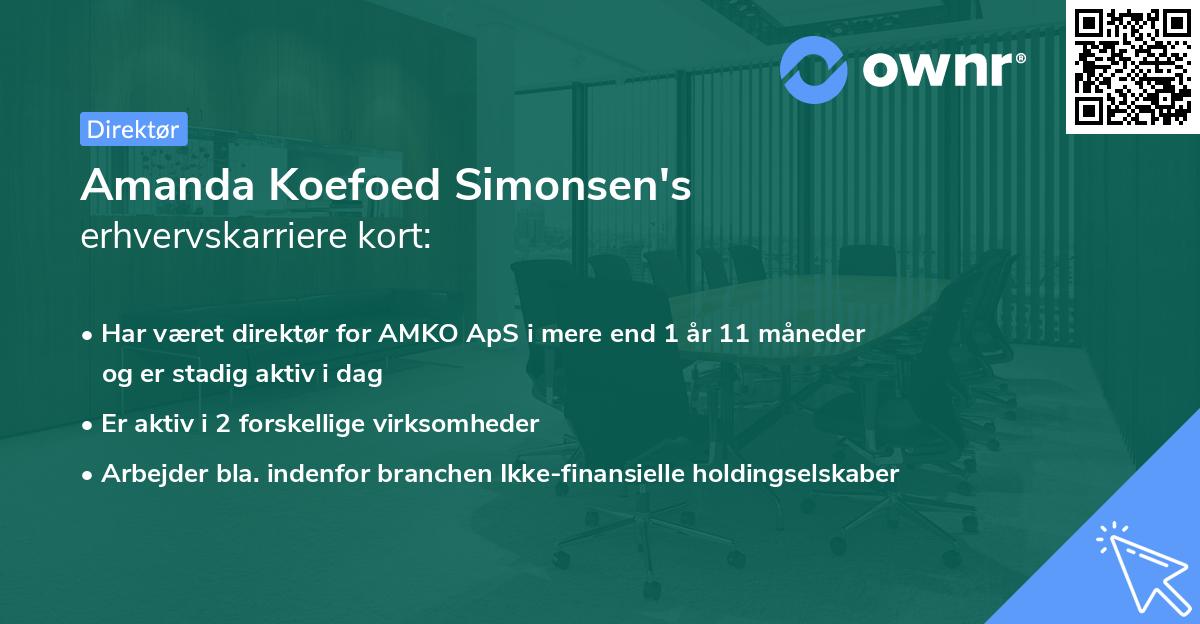 Amanda Koefoed Simonsen's erhvervskarriere kort