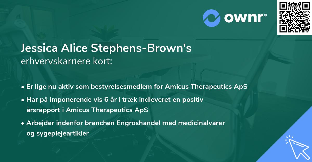 Jessica Alice Stephens-Brown's erhvervskarriere kort