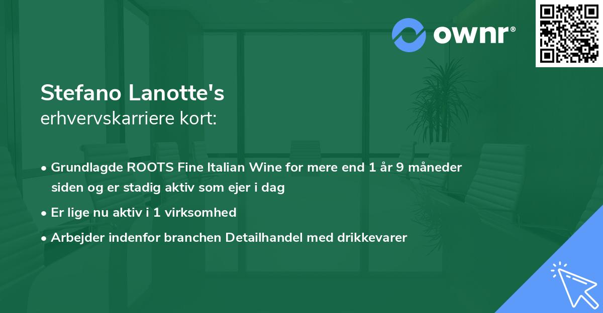 Stefano Lanotte's erhvervskarriere kort