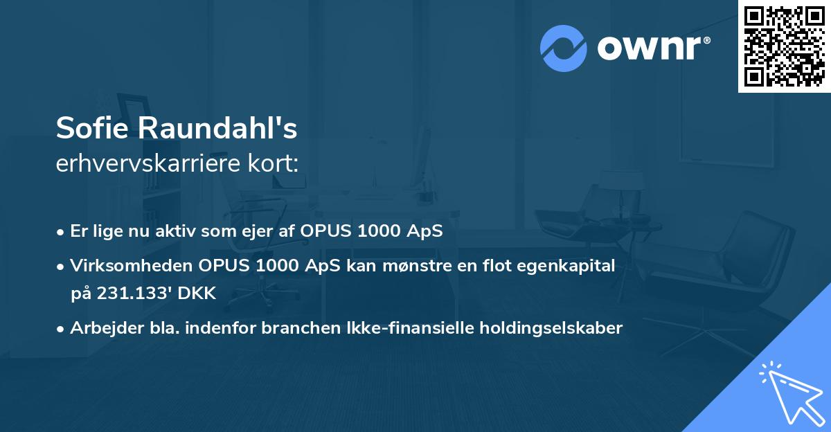Sofie Raundahl's erhvervskarriere kort
