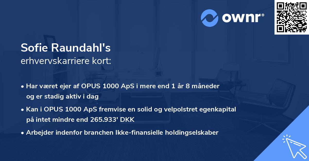 Sofie Raundahl's erhvervskarriere kort