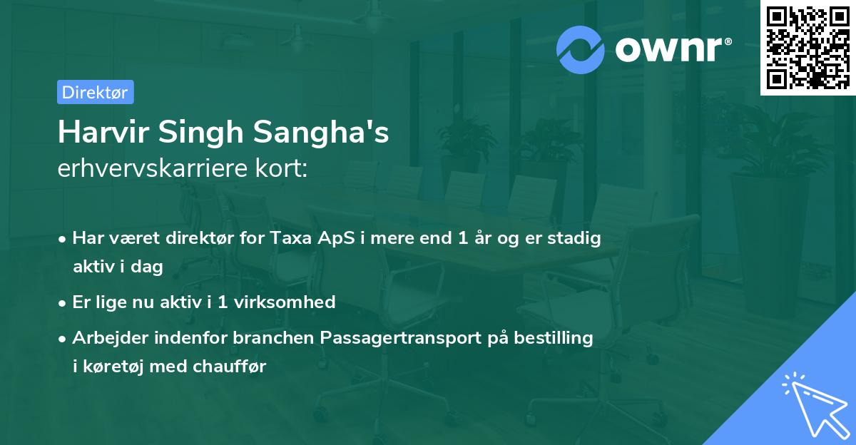 Harvir Singh Sangha's erhvervskarriere kort