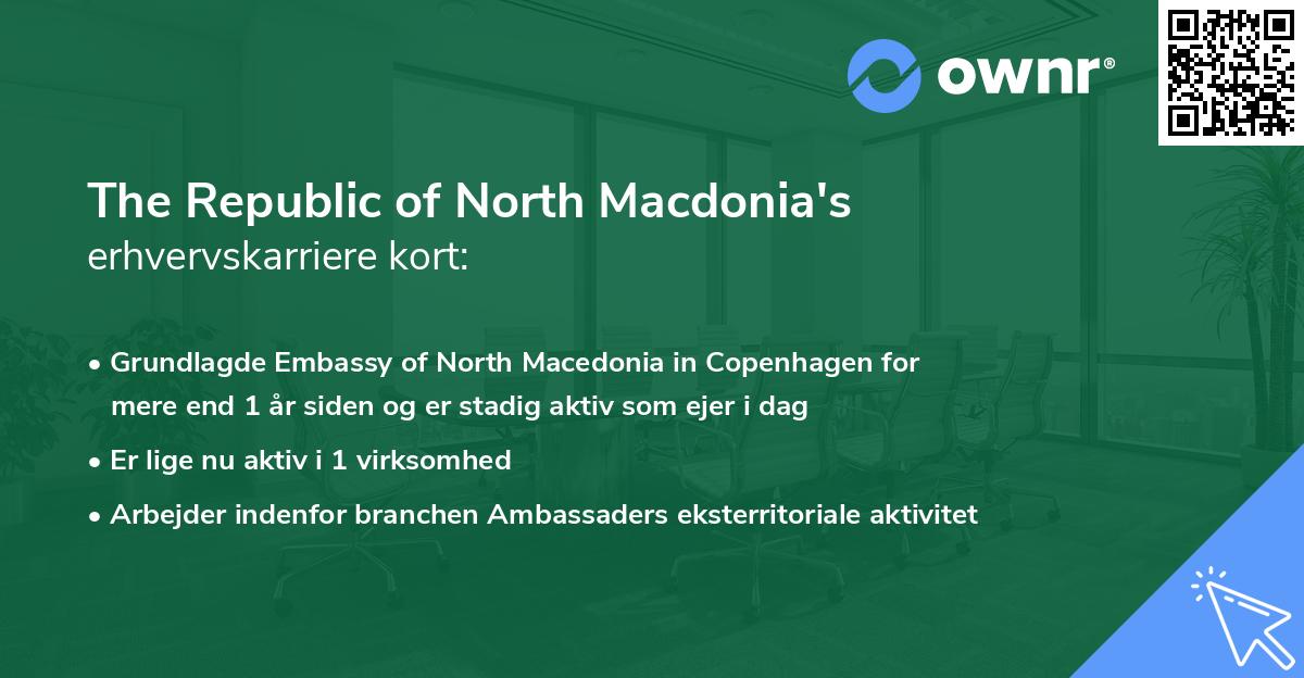The Republic of North Macdonia's erhvervskarriere kort