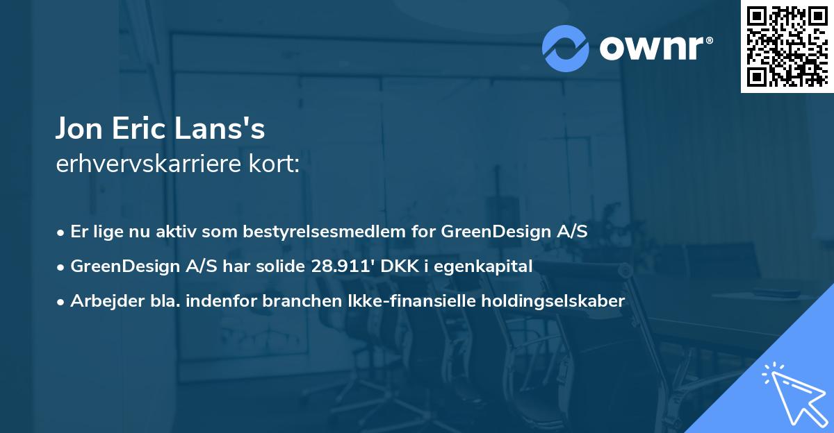 Jon Eric Lans's erhvervskarriere kort
