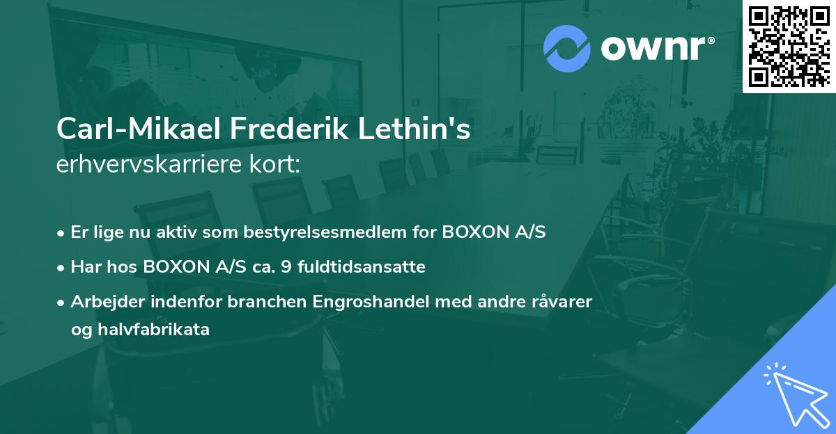 Carl-Mikael Frederik Lethin's erhvervskarriere kort