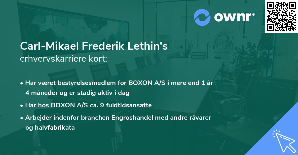 Carl-Mikael Frederik Lethin's erhvervskarriere kort