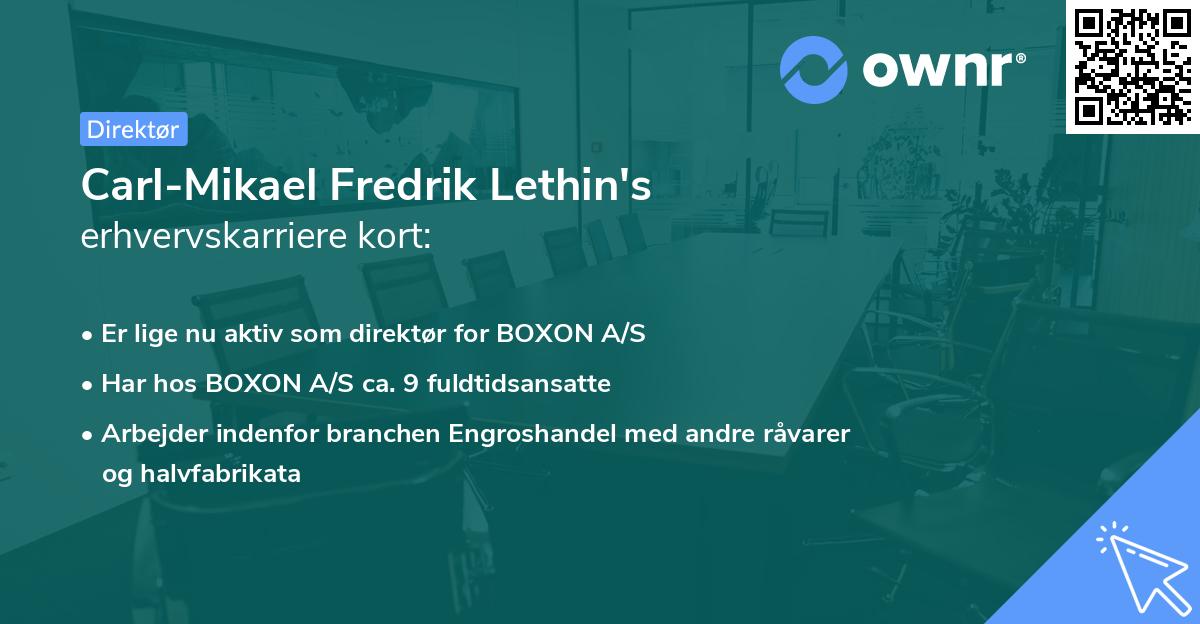 Carl-Mikael Fredrik Lethin's erhvervskarriere kort