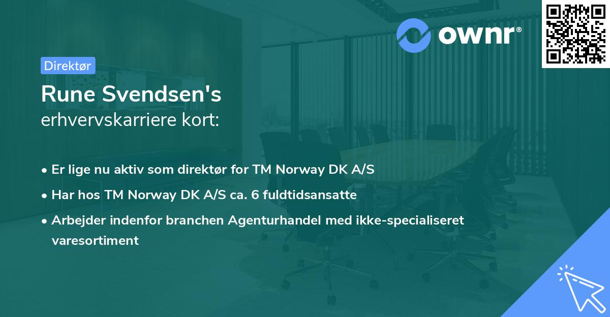 Rune Svendsen's erhvervskarriere kort