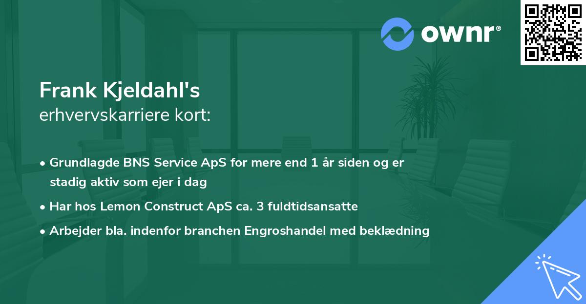 Frank Kjeldahl's erhvervskarriere kort