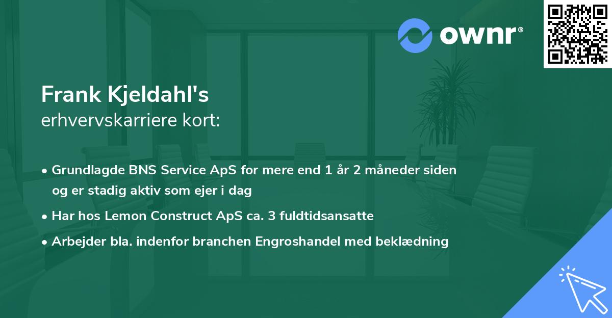 Frank Kjeldahl's erhvervskarriere kort