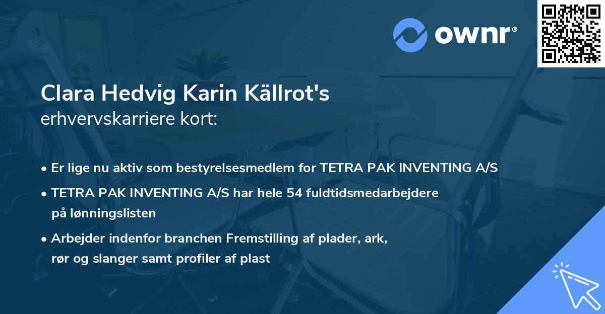 Clara Hedvig Karin Källrot's erhvervskarriere kort