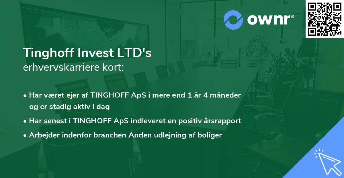Tinghoff Invest LTD's erhvervskarriere kort