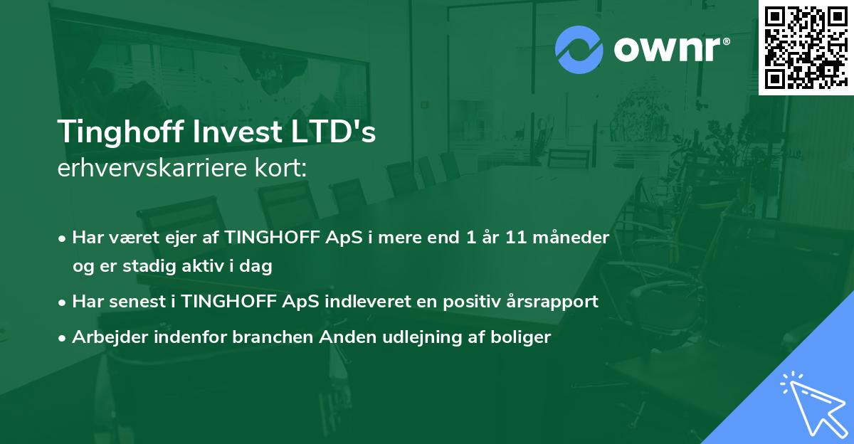 Tinghoff Invest LTD's erhvervskarriere kort