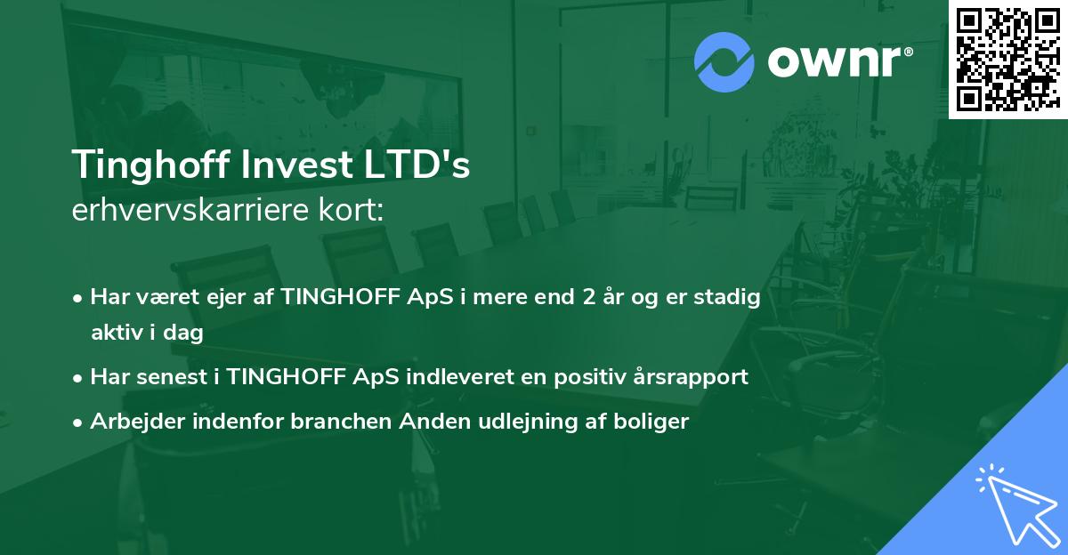 Tinghoff Invest LTD's erhvervskarriere kort