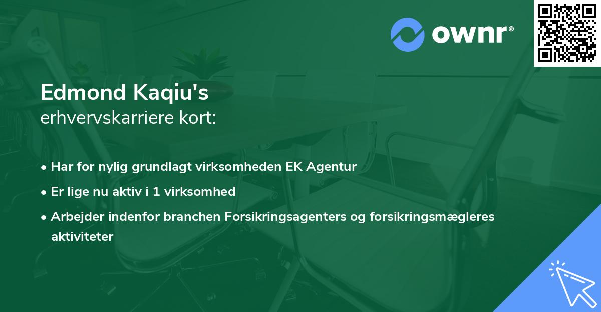 Edmond Kaqiu's erhvervskarriere kort