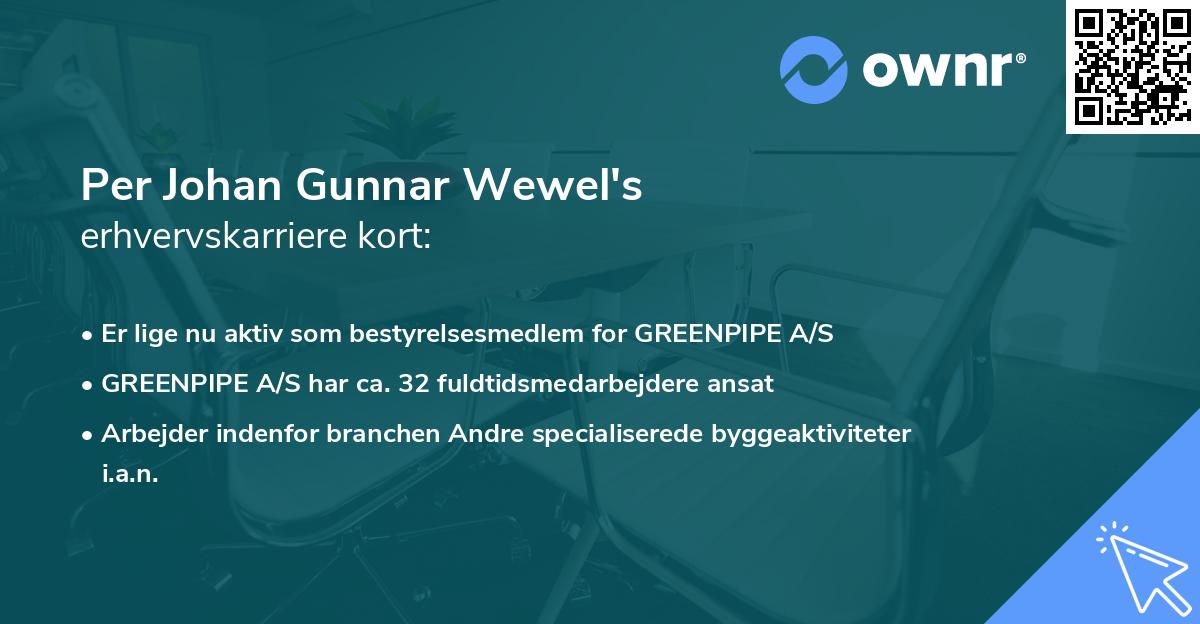 Per Johan Gunnar Wewel's erhvervskarriere kort