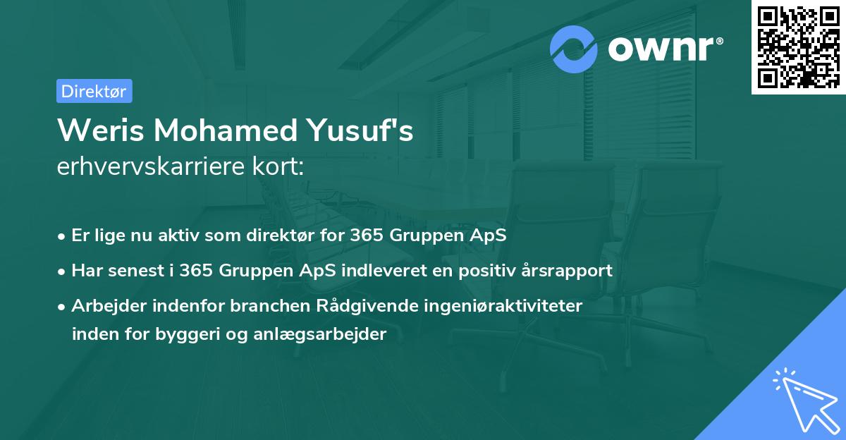 Weris Mohamed Yusuf's erhvervskarriere kort