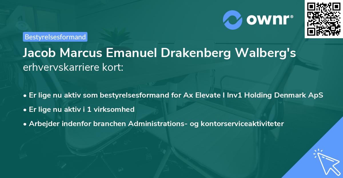 Jacob Marcus Emanuel Drakenberg Walberg's erhvervskarriere kort