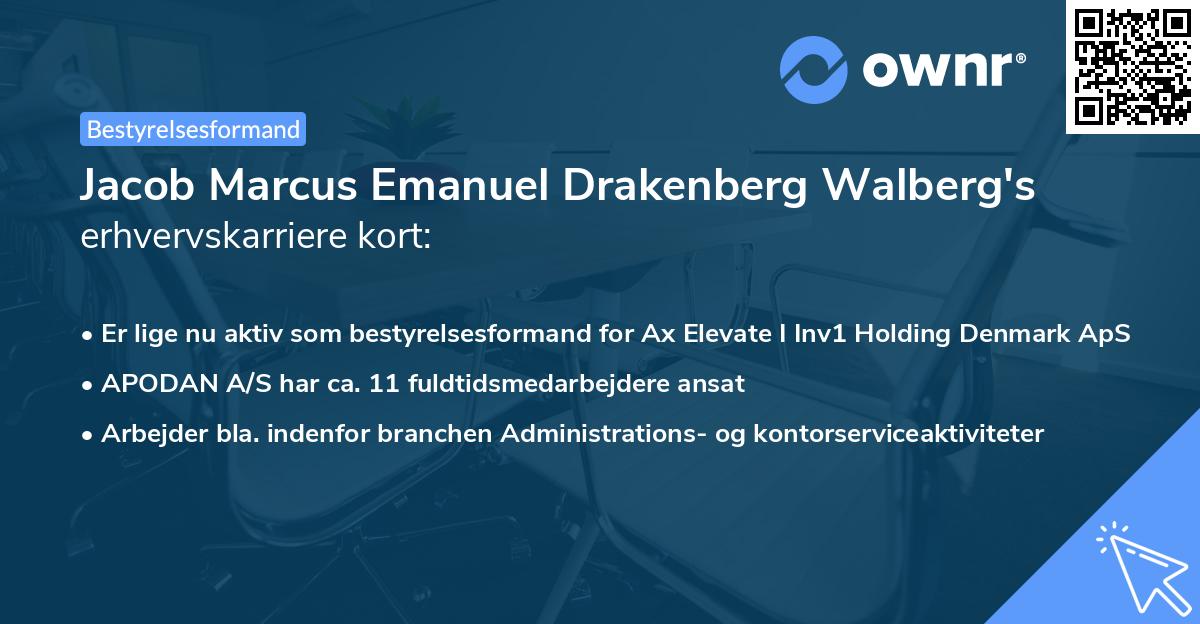 Jacob Marcus Emanuel Drakenberg Walberg's erhvervskarriere kort