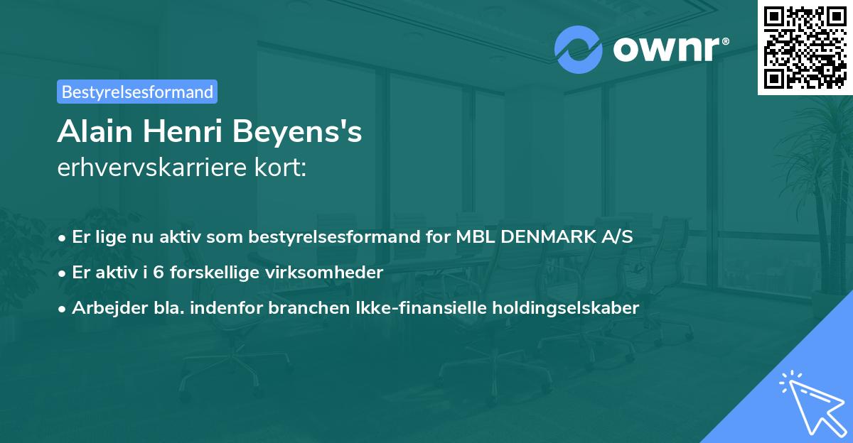 Alain Henri Beyens's erhvervskarriere kort