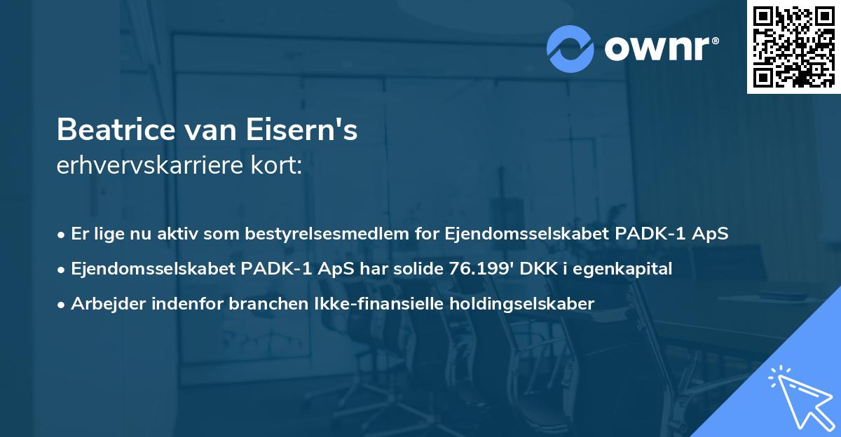 Beatrice van Eisern's erhvervskarriere kort