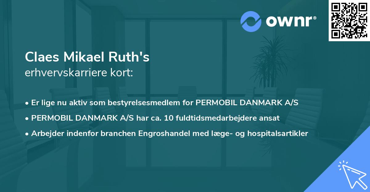 Claes Mikael Ruth's erhvervskarriere kort