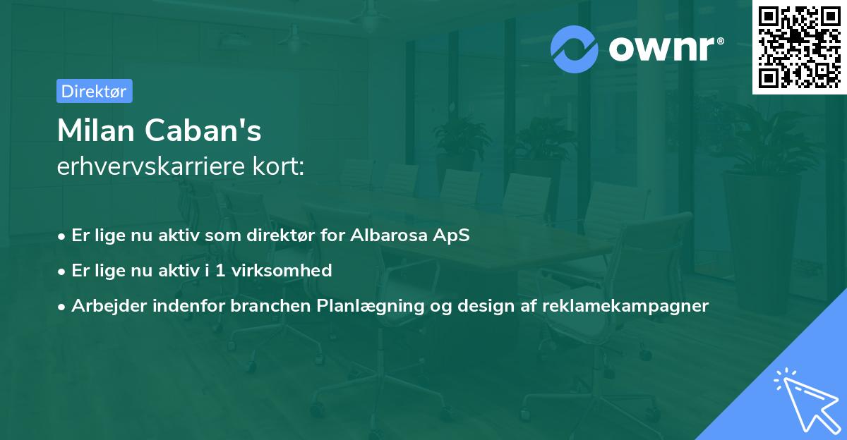 Milan Caban's erhvervskarriere kort