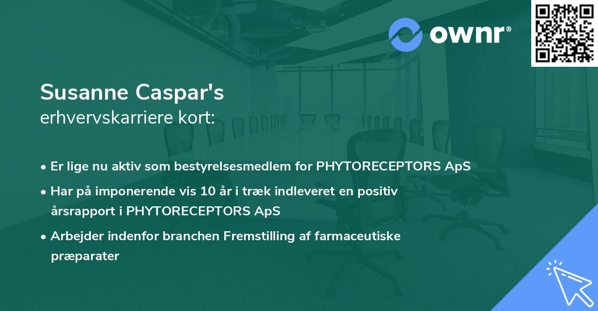 Susanne Caspar's erhvervskarriere kort