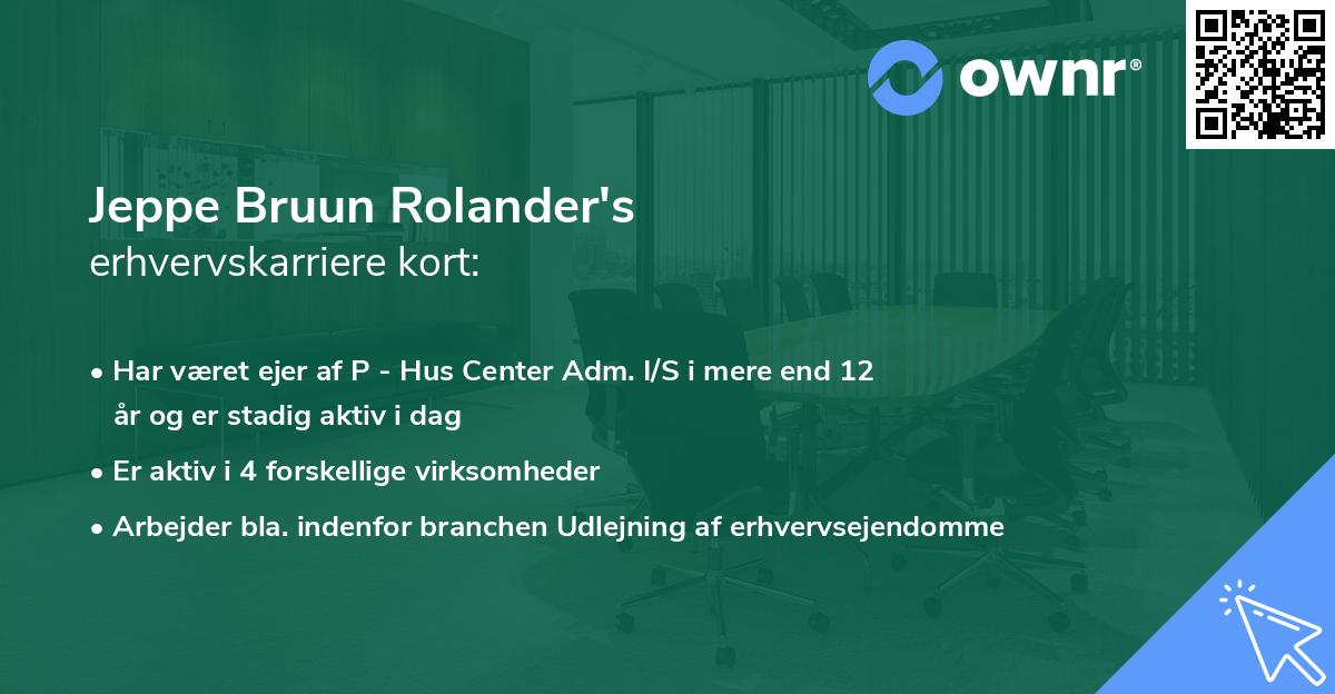 Jeppe Bruun Rolander's erhvervskarriere kort