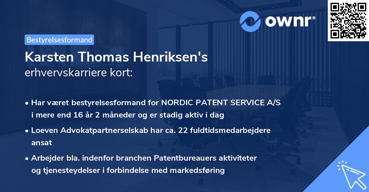 Karsten Thomas Henriksen's erhvervskarriere kort