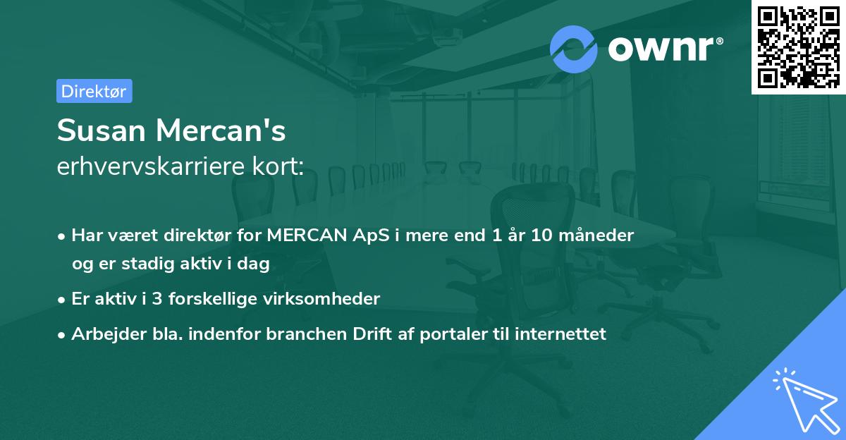 Susan Mercan's erhvervskarriere kort