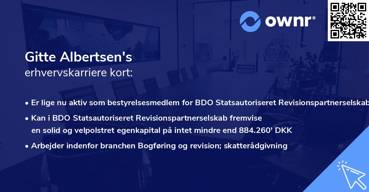 Gitte Albertsen's erhvervskarriere kort