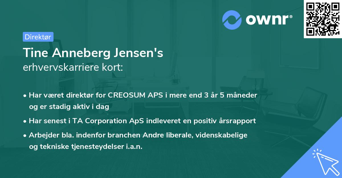 Tine Anneberg Jensen's erhvervskarriere kort