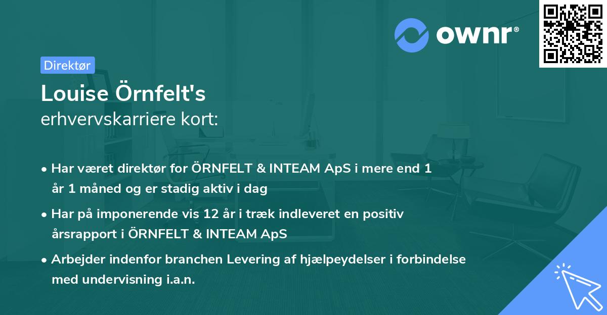 Louise Örnfelt's erhvervskarriere kort