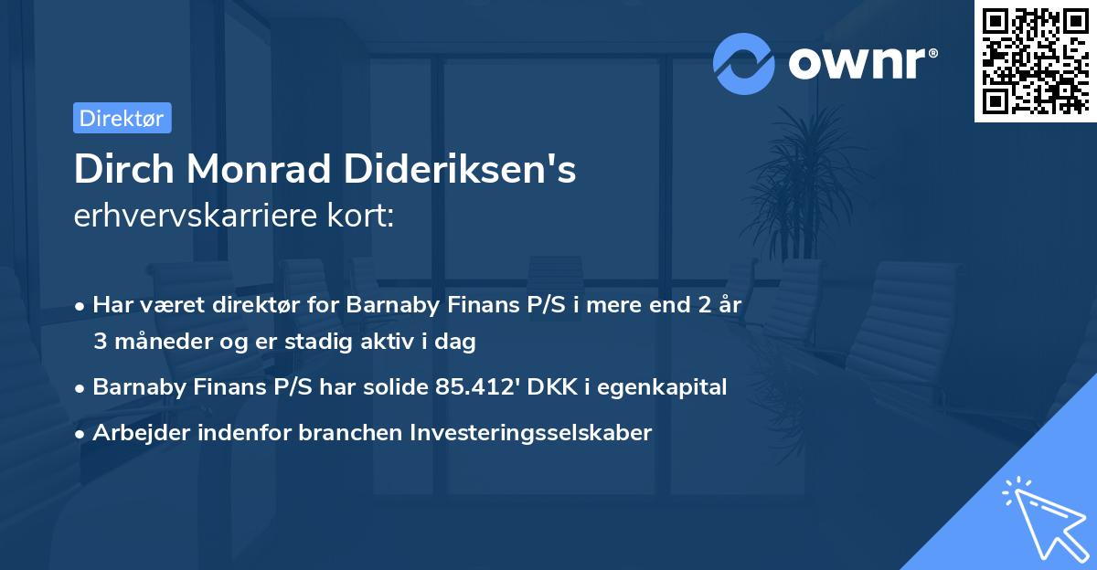 Dirch Monrad Dideriksen's erhvervskarriere kort