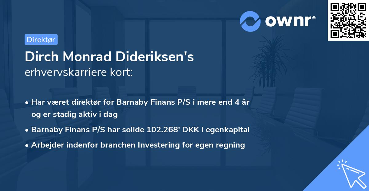 Dirch Monrad Dideriksen's erhvervskarriere kort